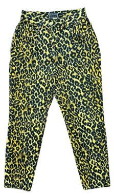 VTG GIANNI VERSACE Leopard Print Tapered Leg High Rise Jeans 80s 90s ITALY SZ 6